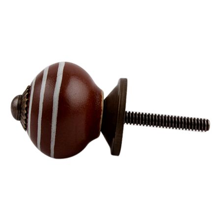 Brown Striped Small Ceramic Knob